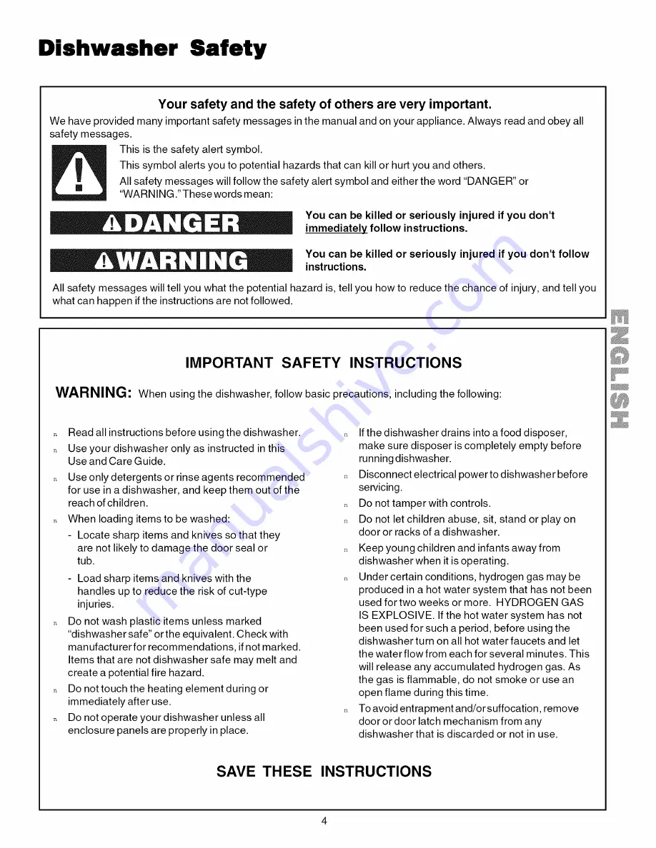 Kenmore 1523 - 24 in. Dishwasher Use And Care Manual Download Page 4