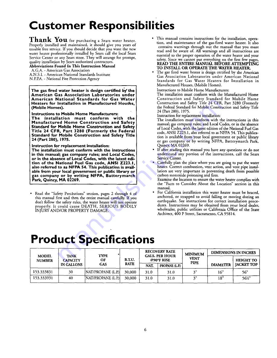 Kenmore 153.333931 Owner'S Manual Download Page 6