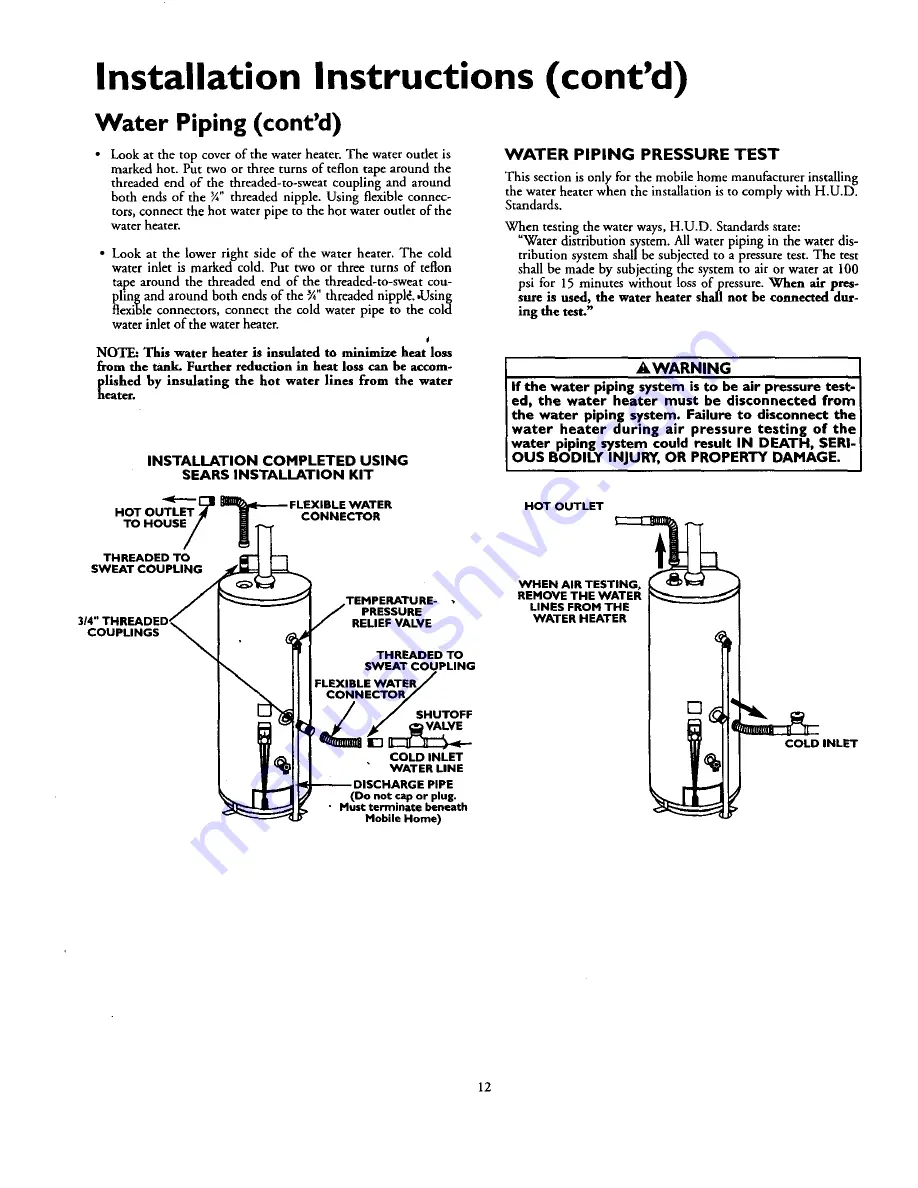 Kenmore 153.333931 Owner'S Manual Download Page 12