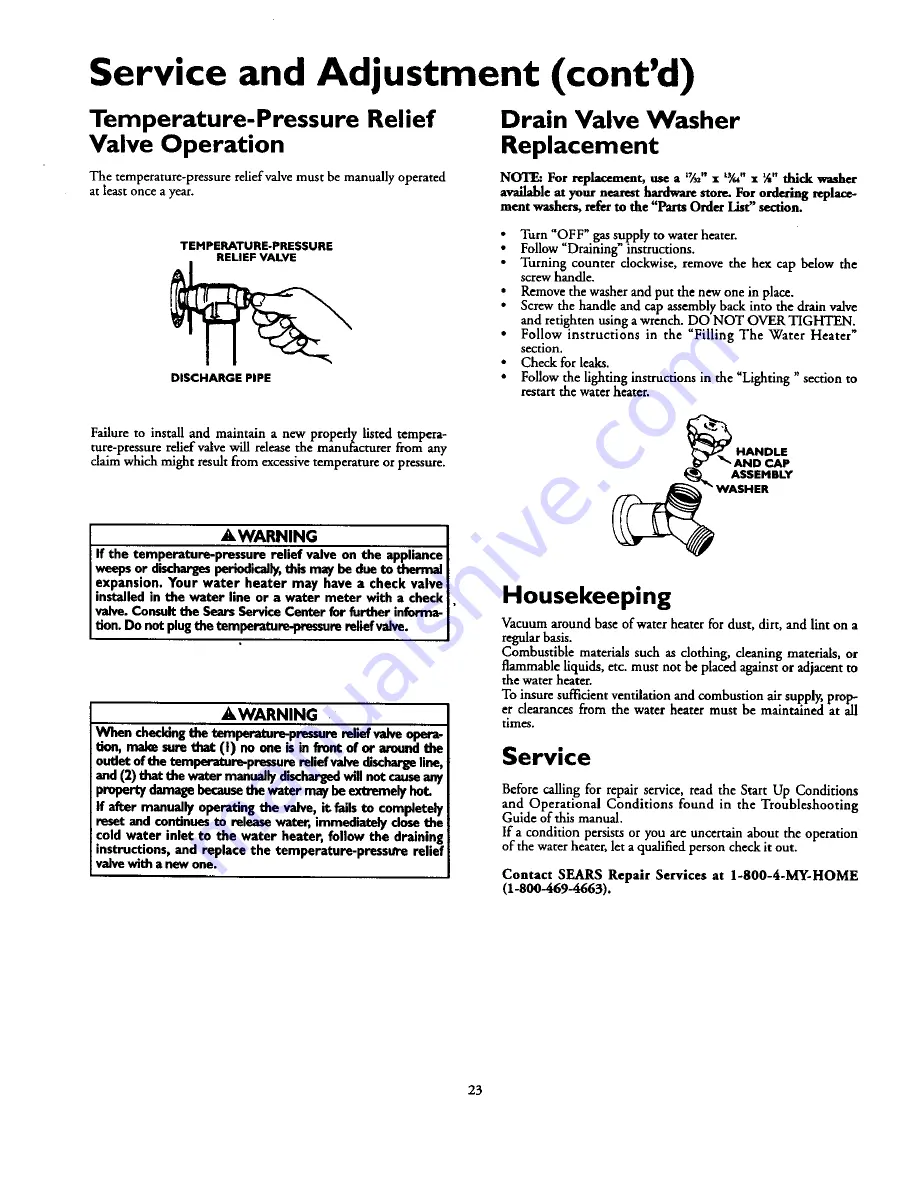 Kenmore 153.333931 Owner'S Manual Download Page 23