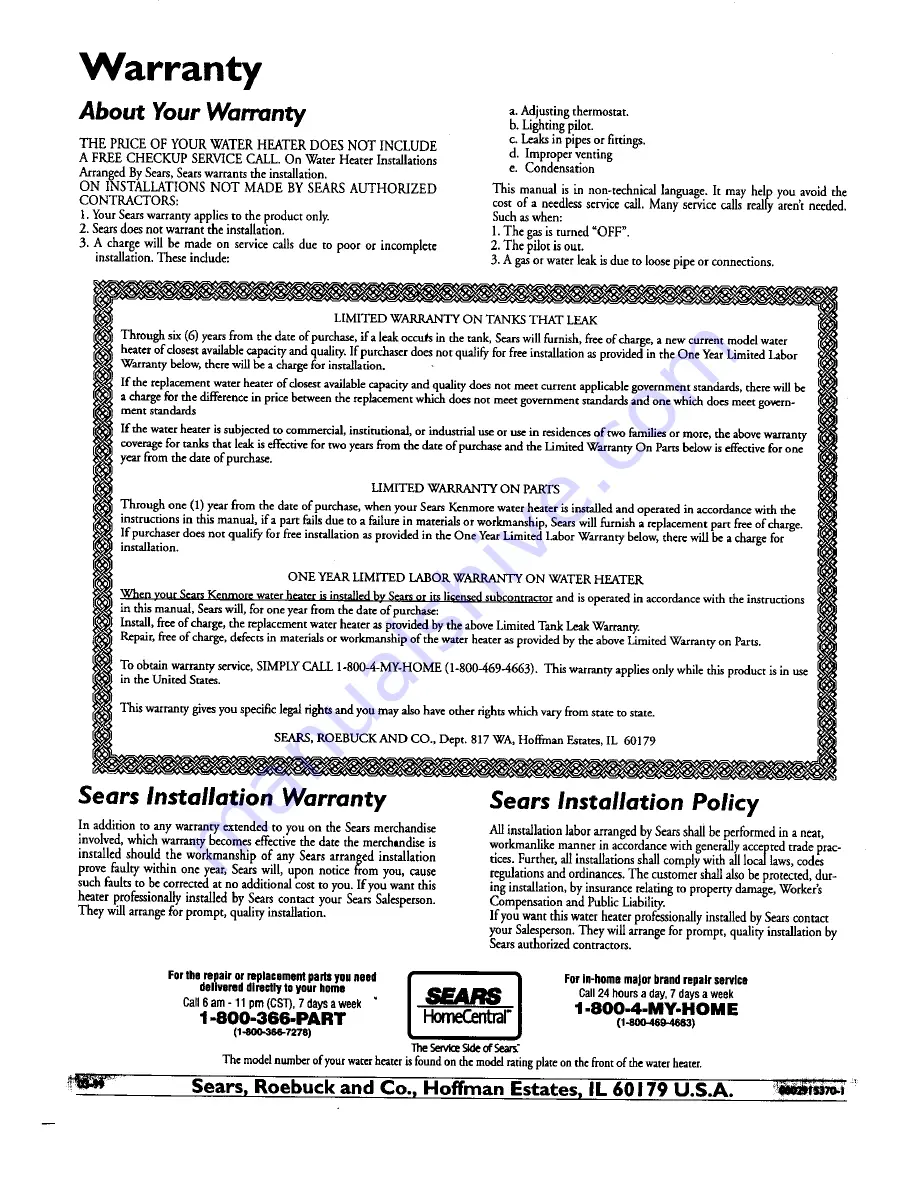 Kenmore 153.333931 Owner'S Manual Download Page 32