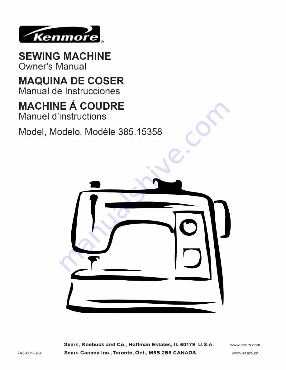 Kenmore 15358 Owner'S Manual Download Page 1