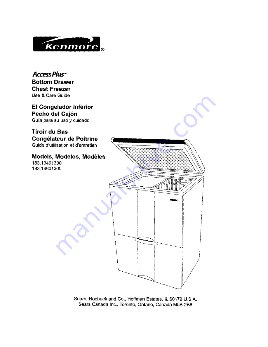 Kenmore 183.134013 Use And Care Manual Download Page 1