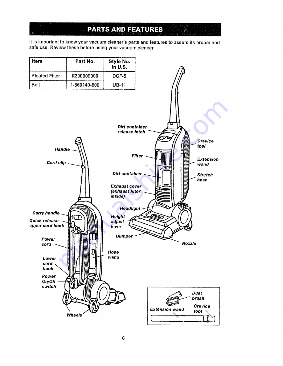 Kenmore 216.37000 Owner'S Manual Download Page 6