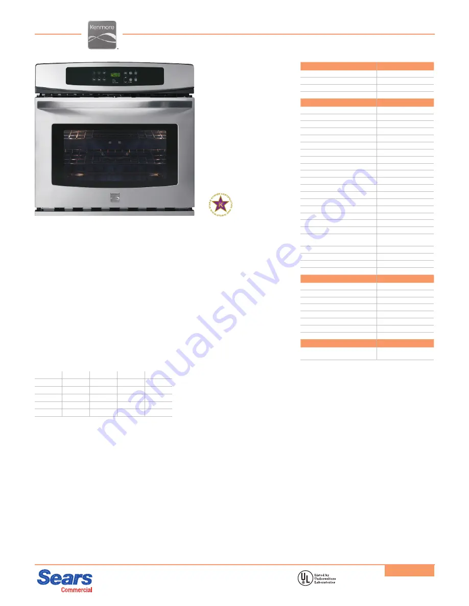 Kenmore 22-48832 Specifications Download Page 1