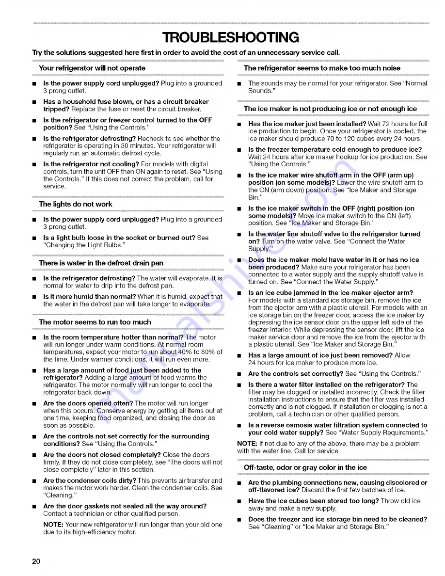 Kenmore 2305762A Use & Care Manual Download Page 20