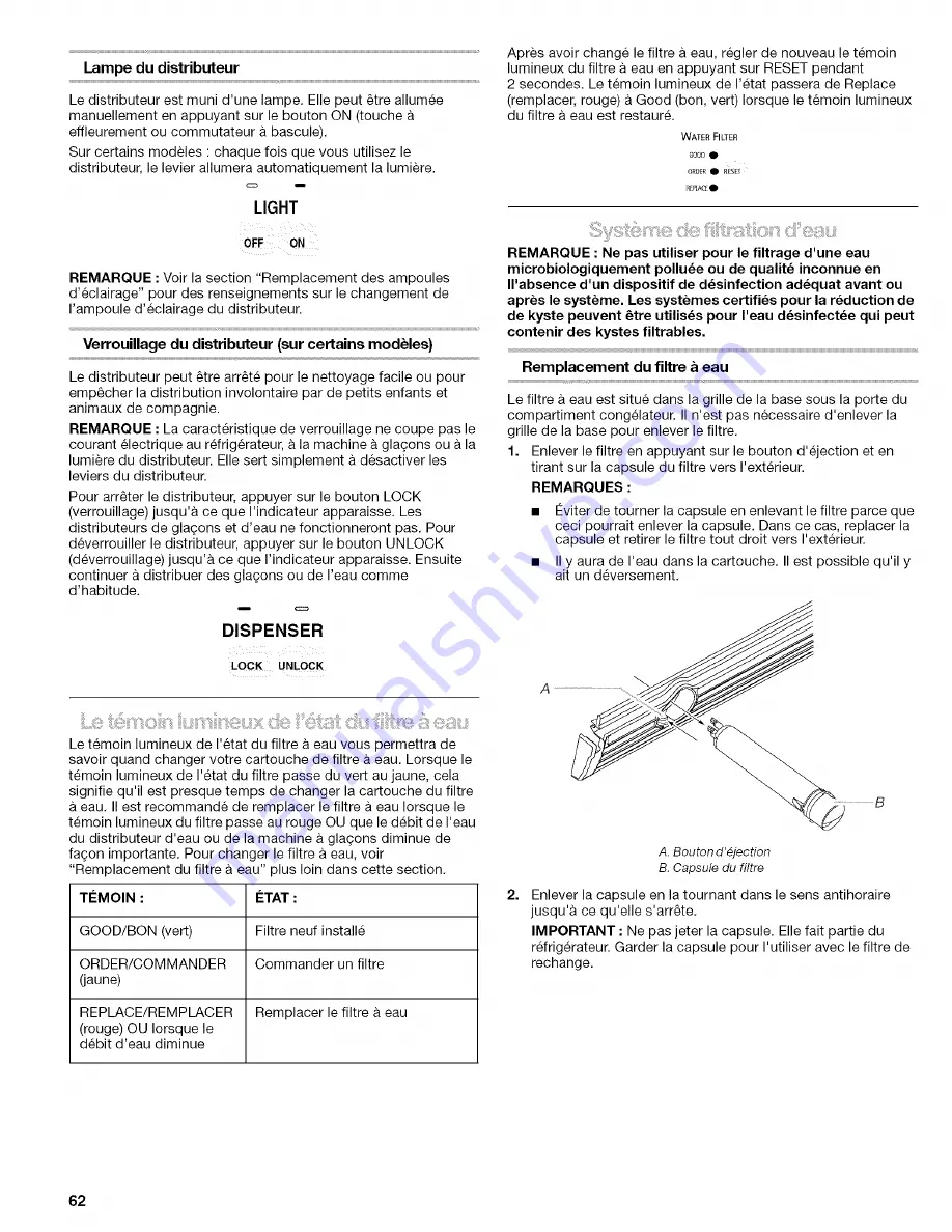 Kenmore 2305762A Use & Care Manual Download Page 62