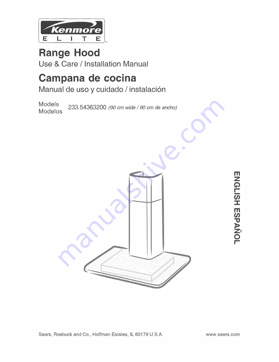 Kenmore 233.54363200 Use & Care / Installation Manual Download Page 1