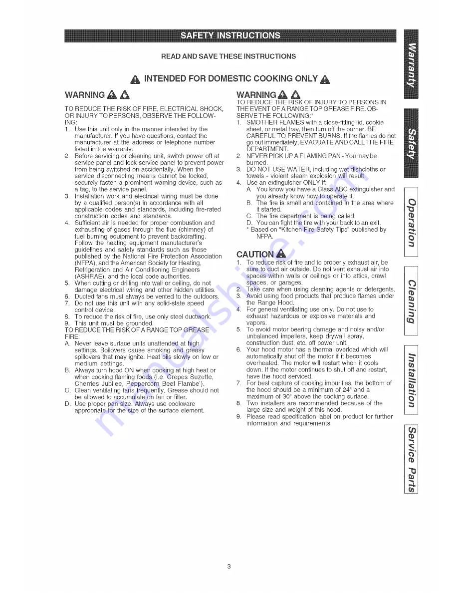 Kenmore 233.54363200 Use & Care / Installation Manual Download Page 3