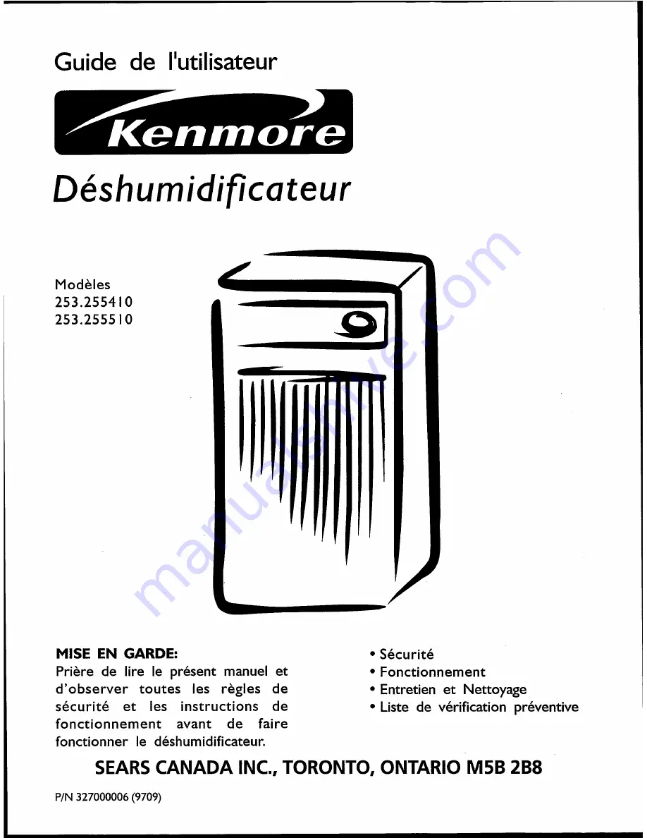 Kenmore 253.255410 Owner'S Manual Download Page 9