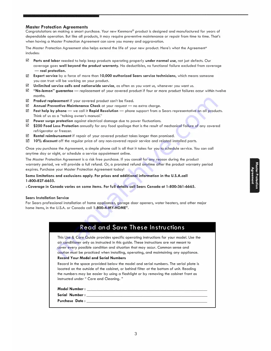 Kenmore 253.70051 Use & Care Manual Download Page 3