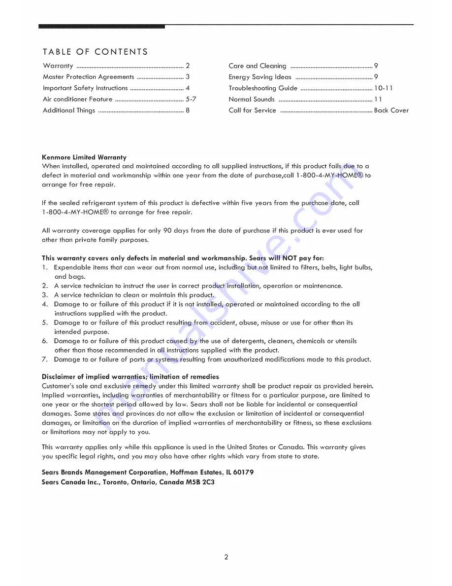 Kenmore 253.70051 Use & Care Manual Download Page 14