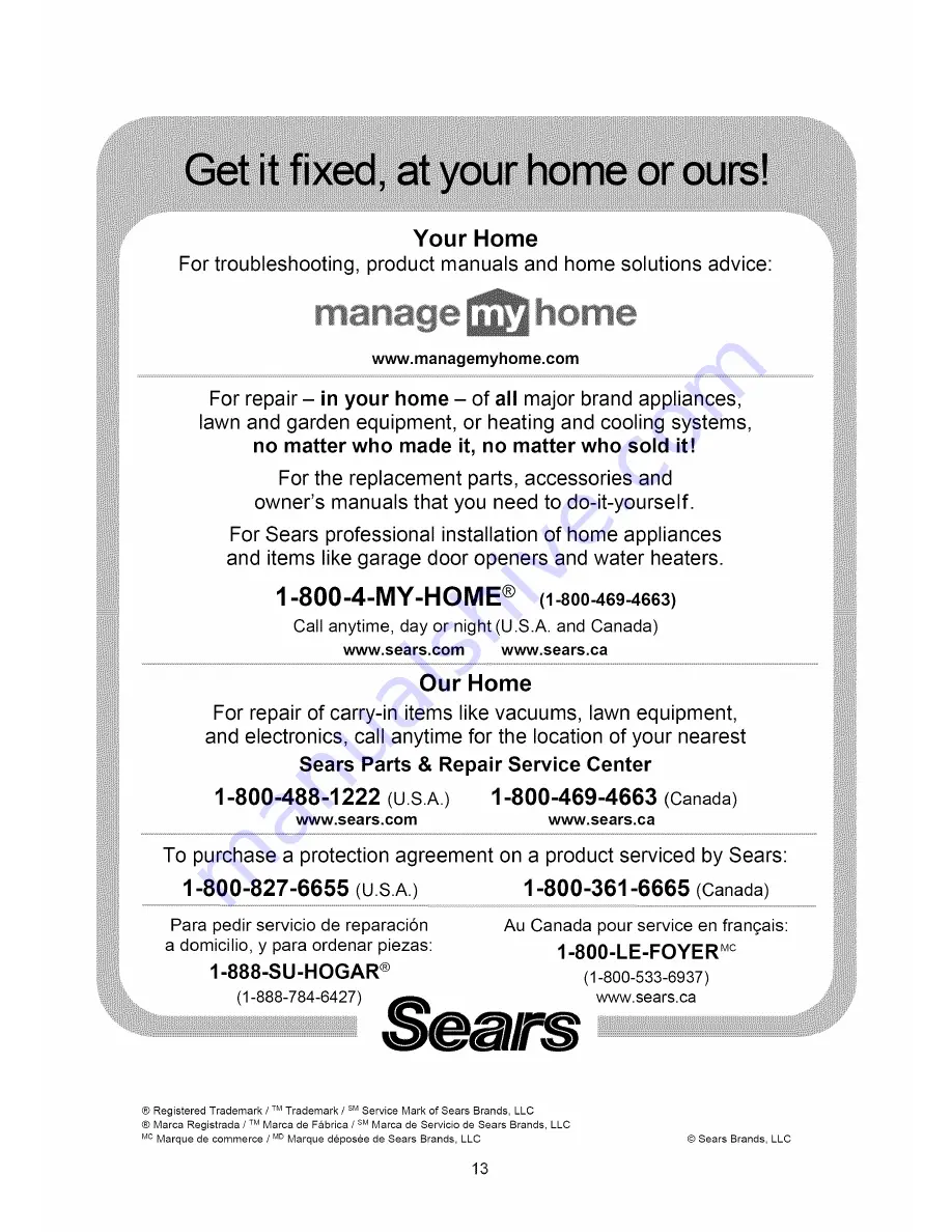 Kenmore 253.70085 Use & Care Manual Download Page 13