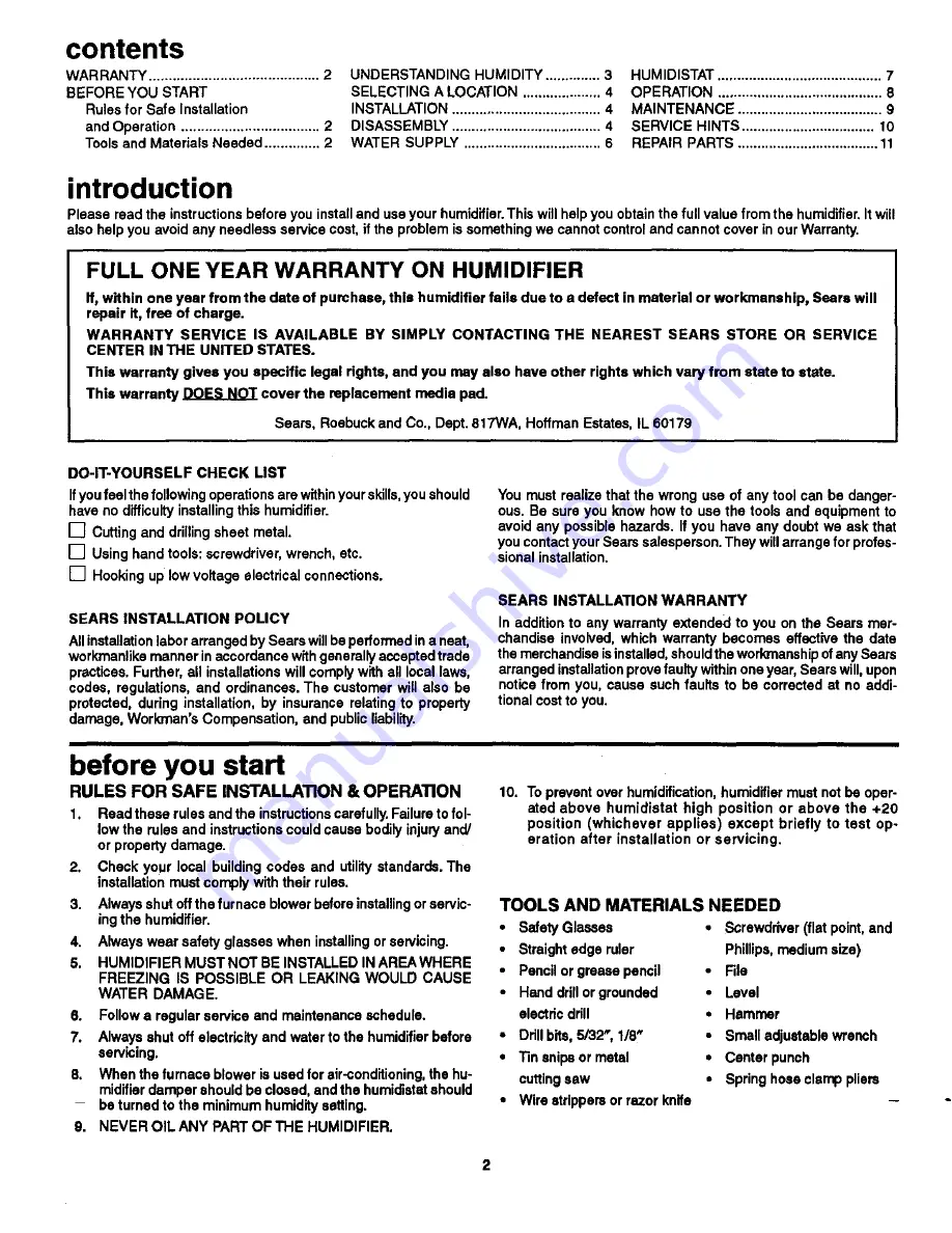 Kenmore 2700 Owner'S Manual Download Page 2