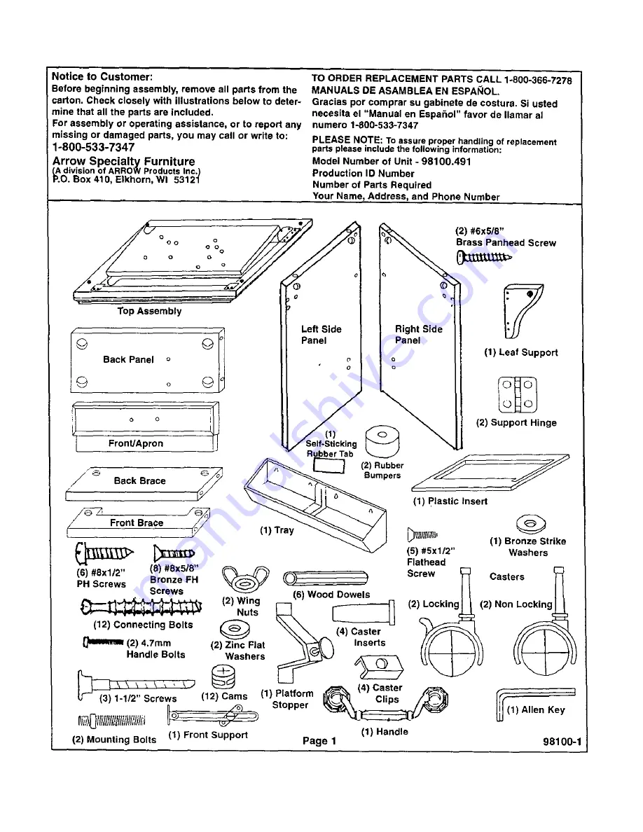 Kenmore 272.98100.491 Sewing machine cabinet Owner'S Manual Download Page 2