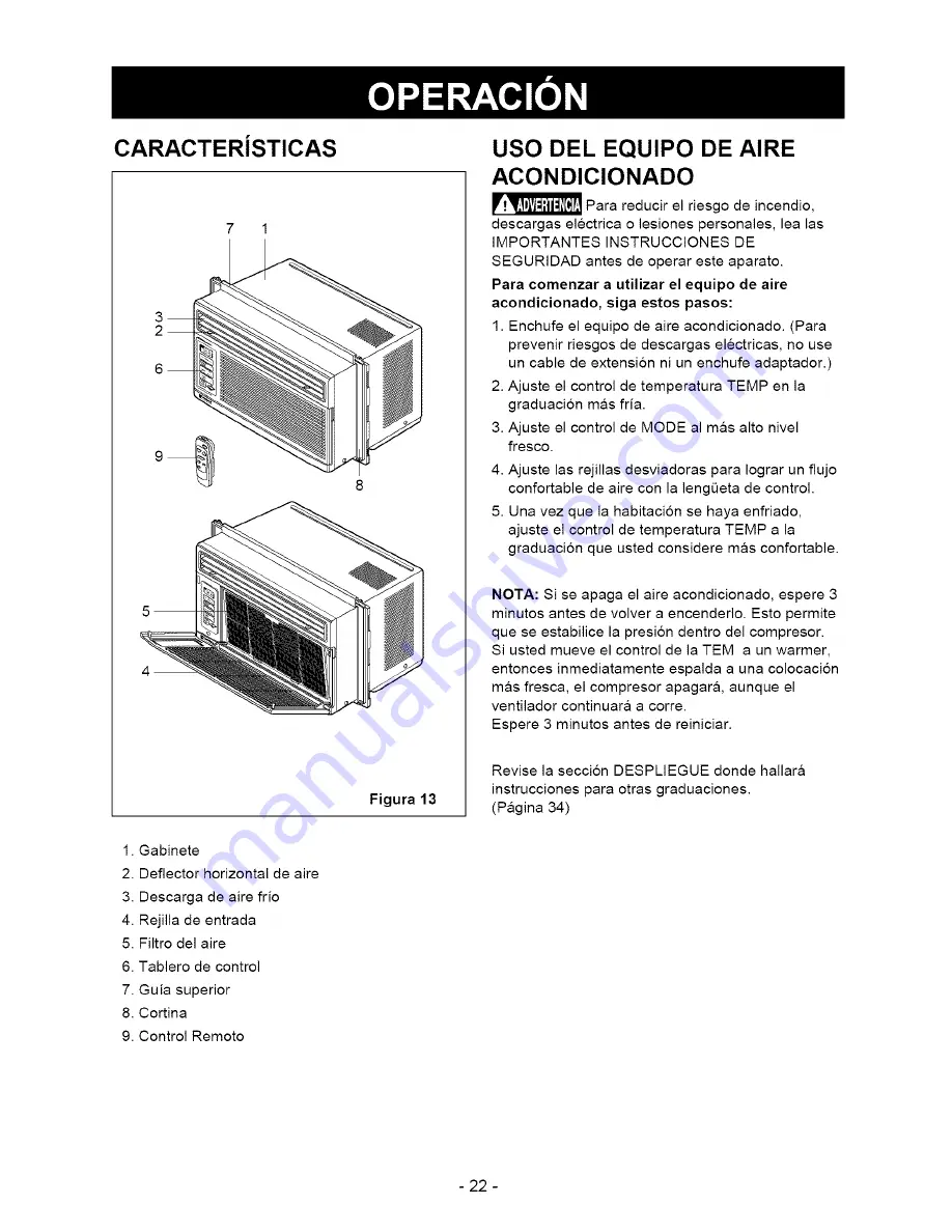 Kenmore 300 BTU Single Room Air Conditioner Скачать руководство пользователя страница 22