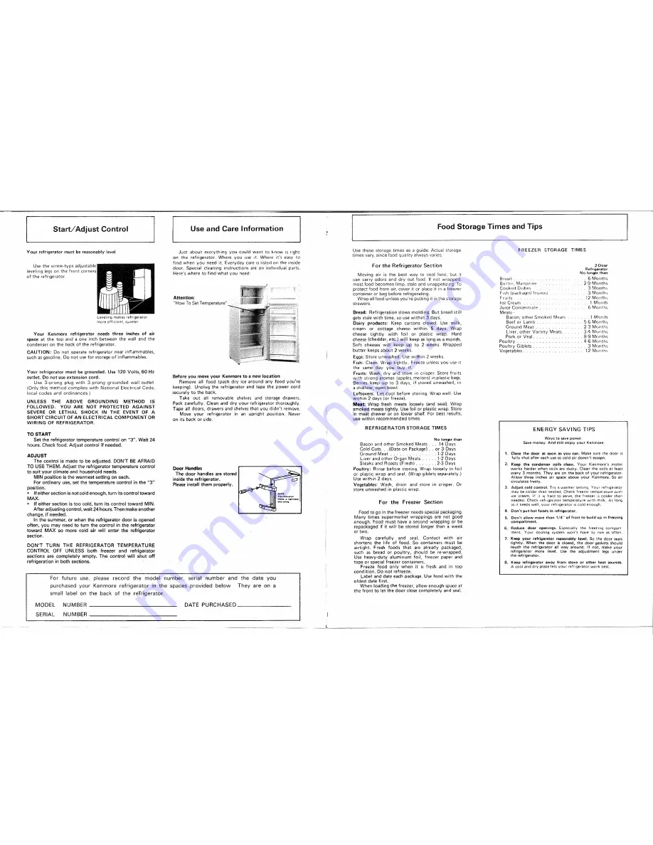 Kenmore 302124 Owner'S Manual Download Page 2