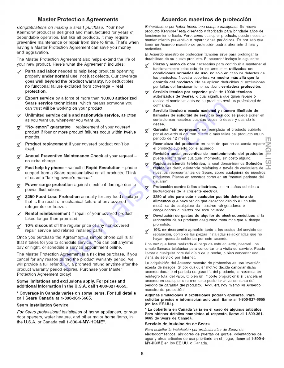 Kenmore 318205128 Use And Care Manual Download Page 5