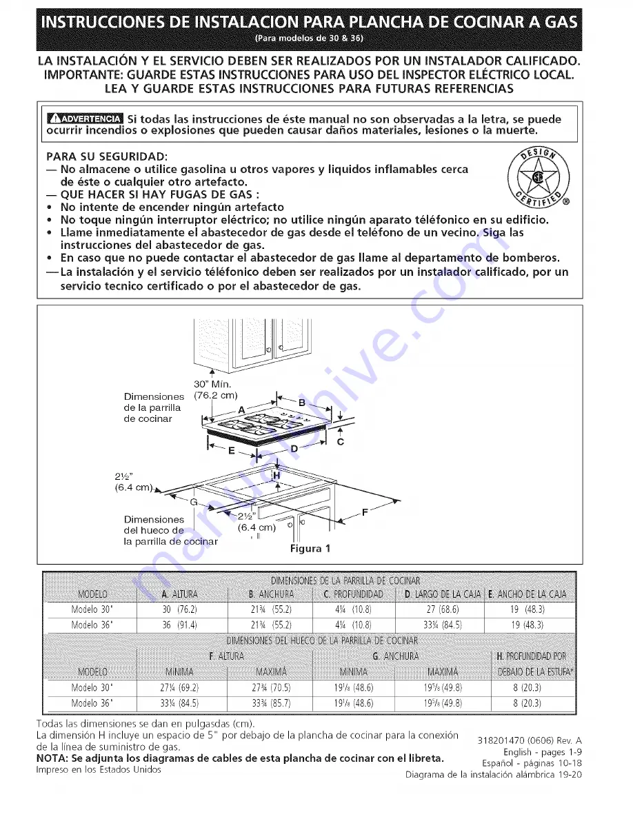 Kenmore 3247 - Elite 36 in. Gas Cooktop Installation Instructions Manual Download Page 10