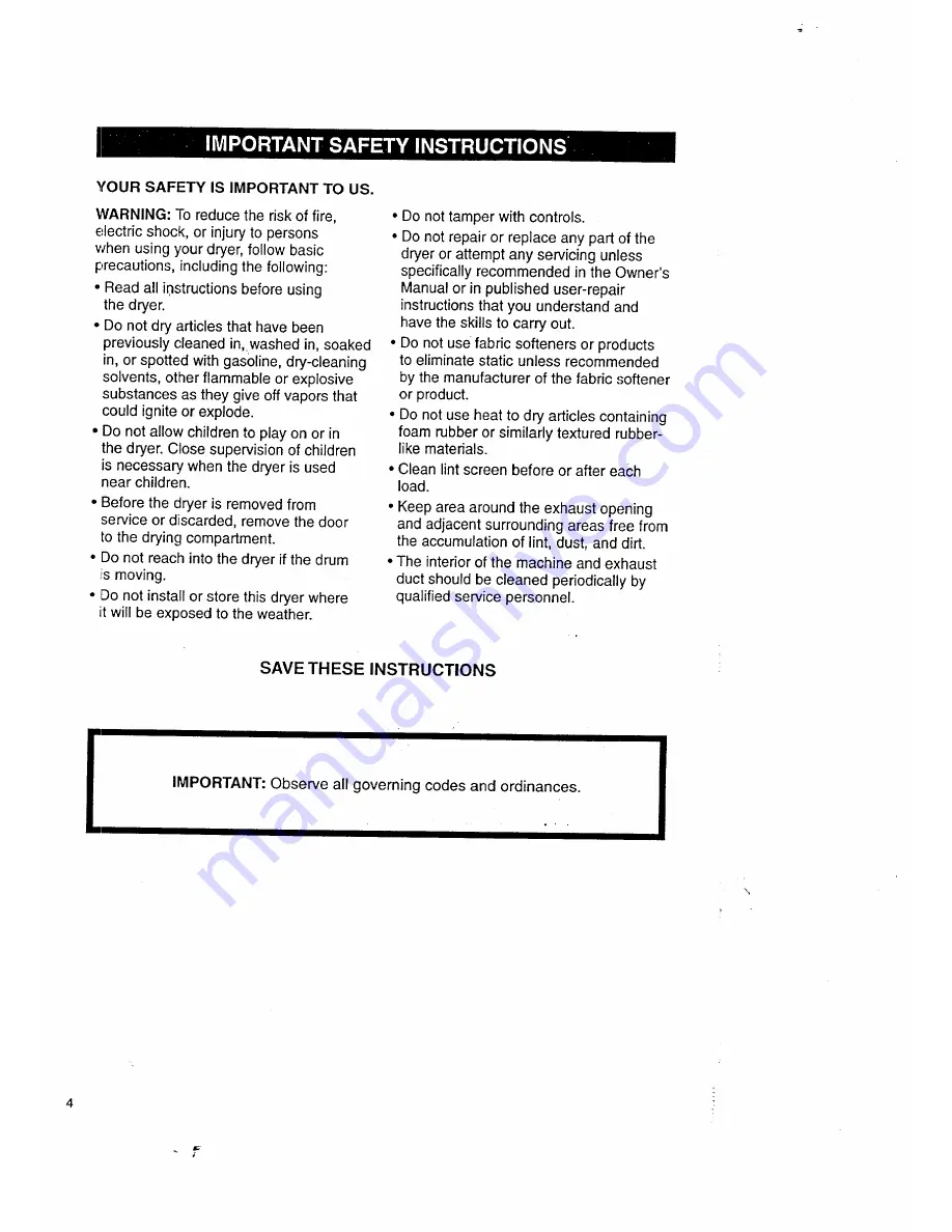 Kenmore 3405602 Owner'S Manual And Installation Instructions Download Page 4