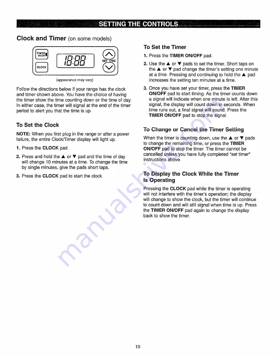 Kenmore 362.6112 Series Use & Care Manual Download Page 10