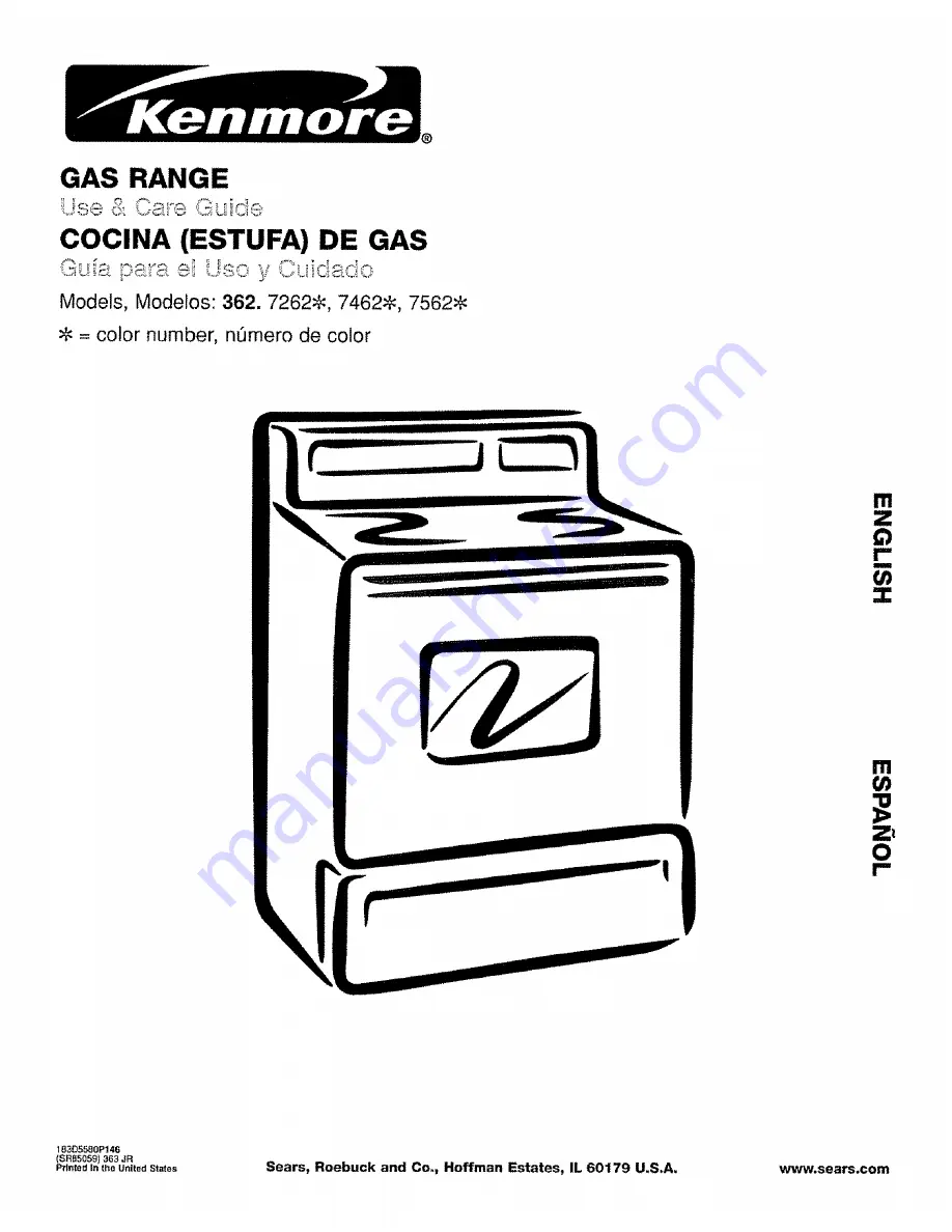 Kenmore 362.7262 Series Скачать руководство пользователя страница 1