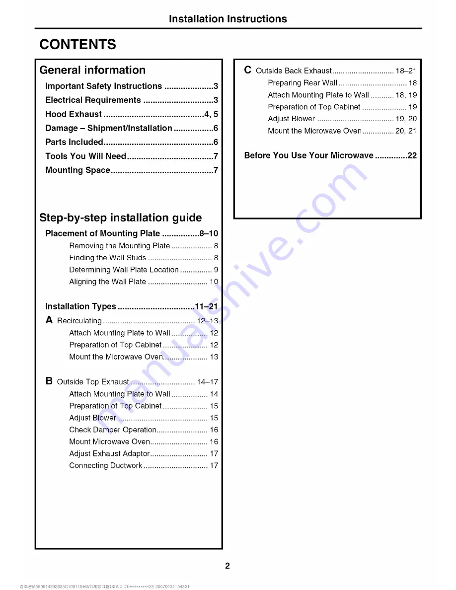 Kenmore 40180092010 Installation Instructions Manual Download Page 2