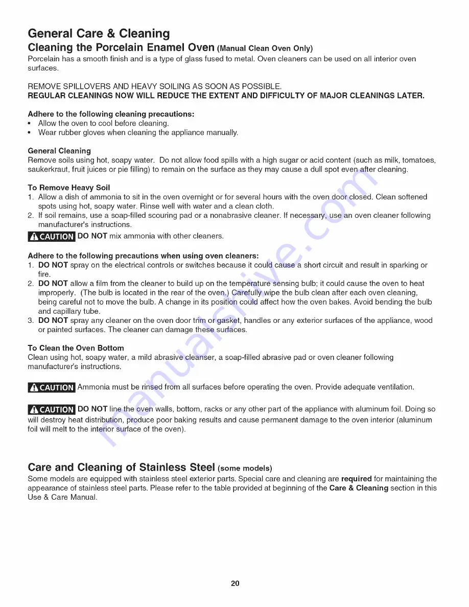 Kenmore 4019 Use And Care Manual Download Page 20