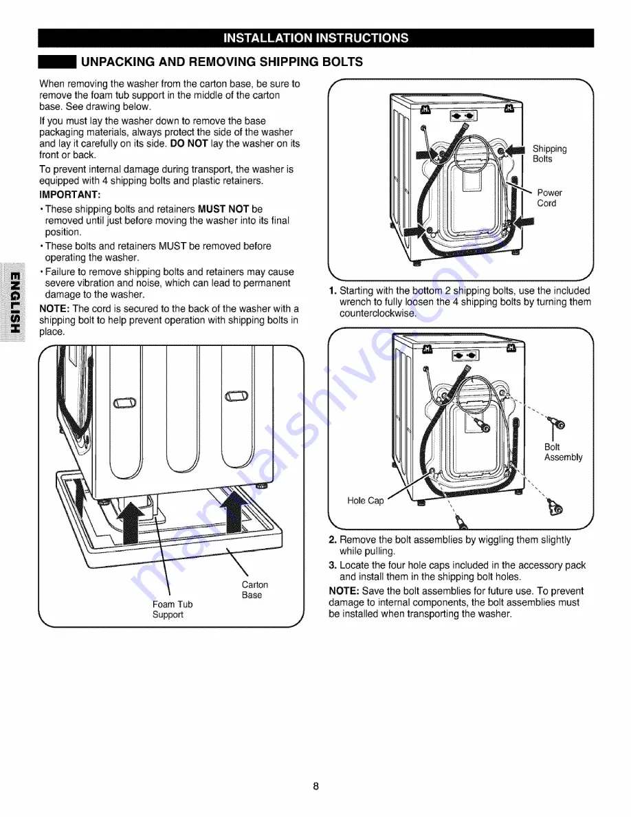 Kenmore 4027 - 4.0 cu. Ft. Front-Load Washer Скачать руководство пользователя страница 8