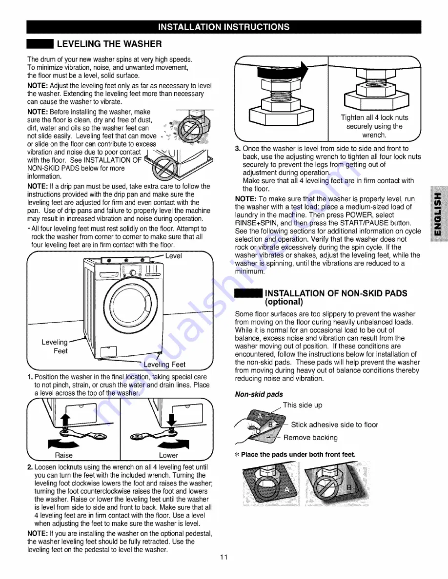 Kenmore 4027 - 4.0 cu. Ft. Front-Load Washer Скачать руководство пользователя страница 11