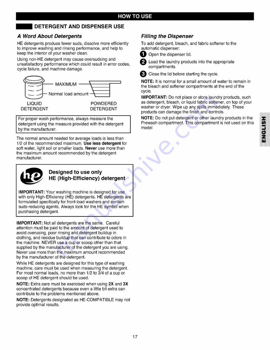 Kenmore 4027 - 4.0 cu. Ft. Front-Load Washer Скачать руководство пользователя страница 17