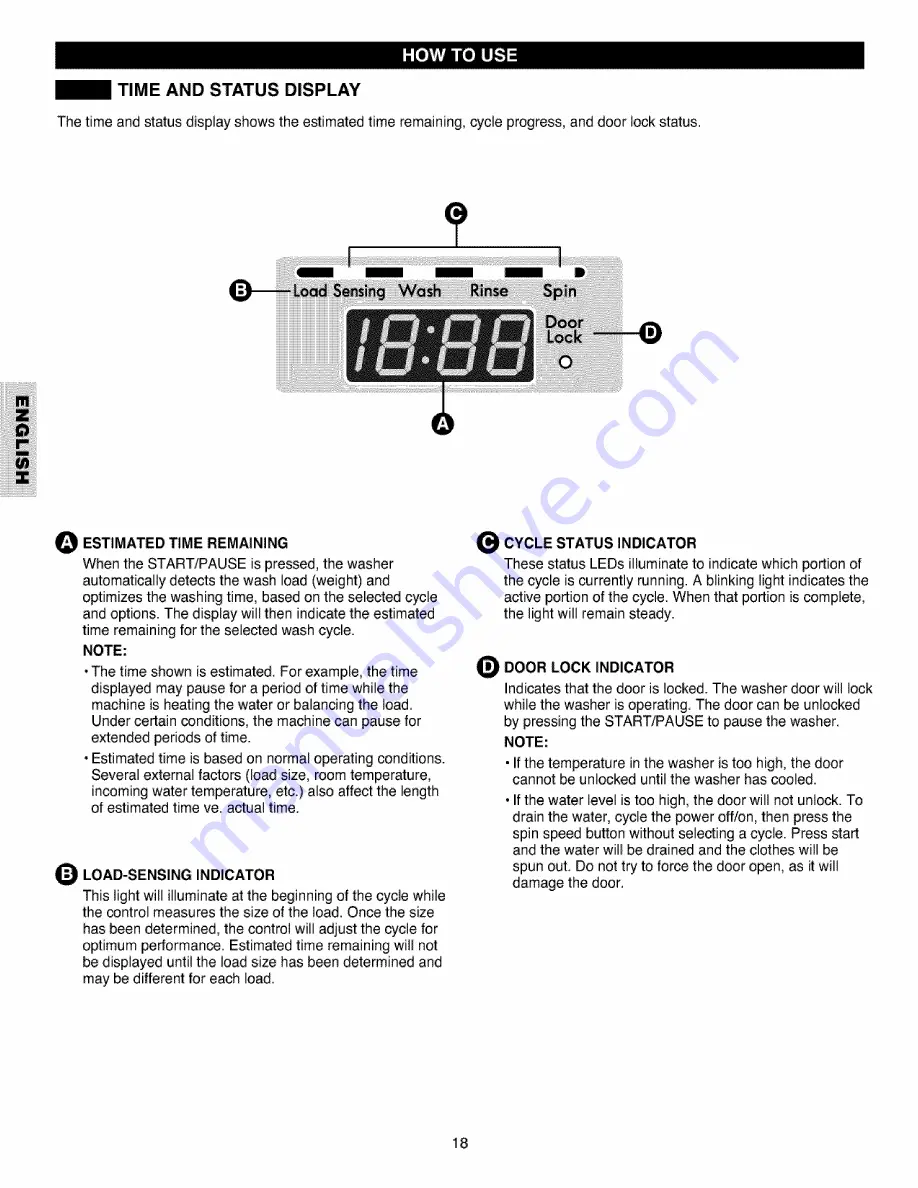 Kenmore 4027 - 4.0 cu. Ft. Front-Load Washer Скачать руководство пользователя страница 18