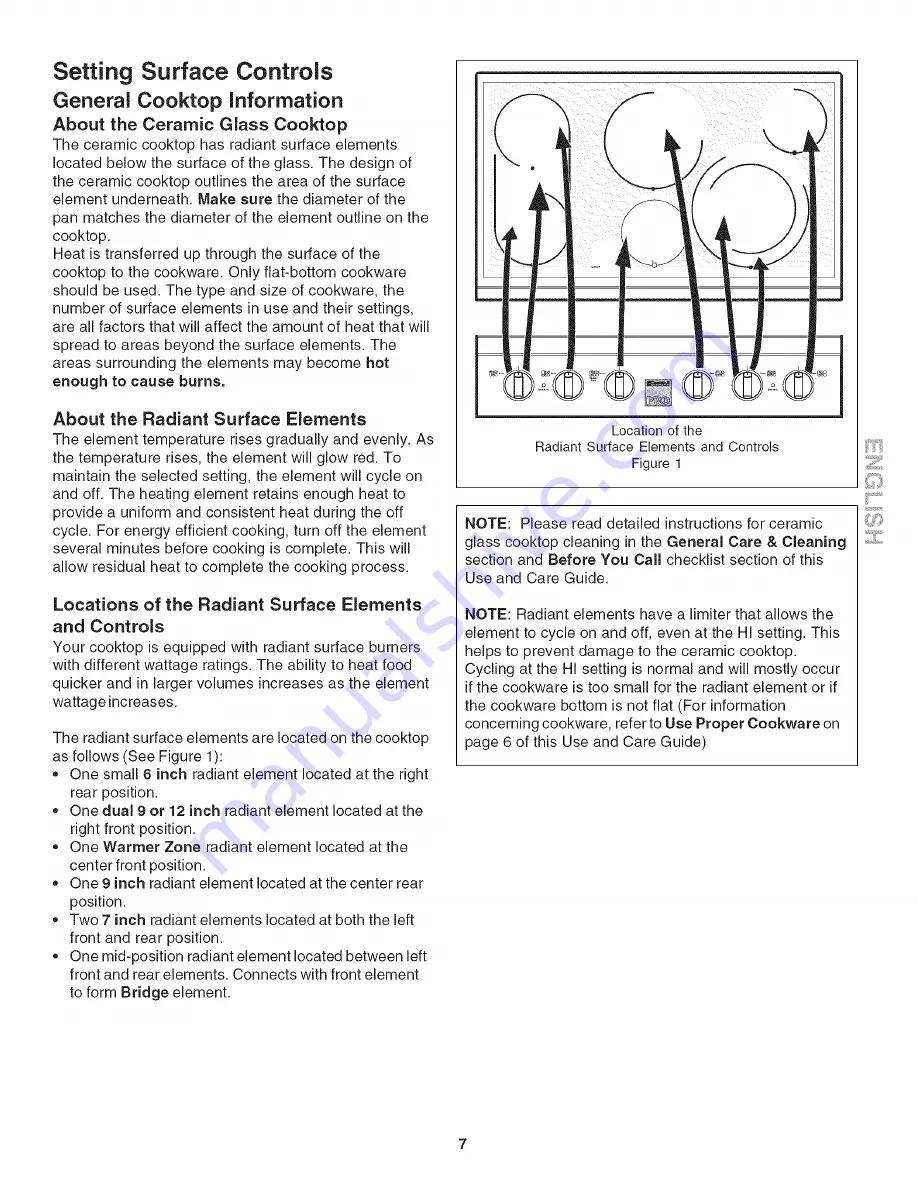 Kenmore 4050 - Pro 36 in. Electric Slide-In Cooktop Use And Care Manual Download Page 7