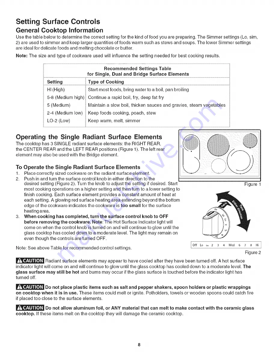 Kenmore 4050 - Pro 36 in. Electric Slide-In Cooktop Use And Care Manual Download Page 8