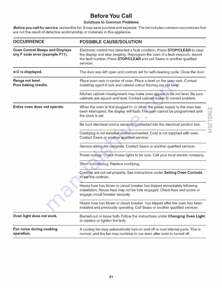 Kenmore 4061 - 24 in.  Clean Double Wall Oven Use And Care Manual Download Page 21