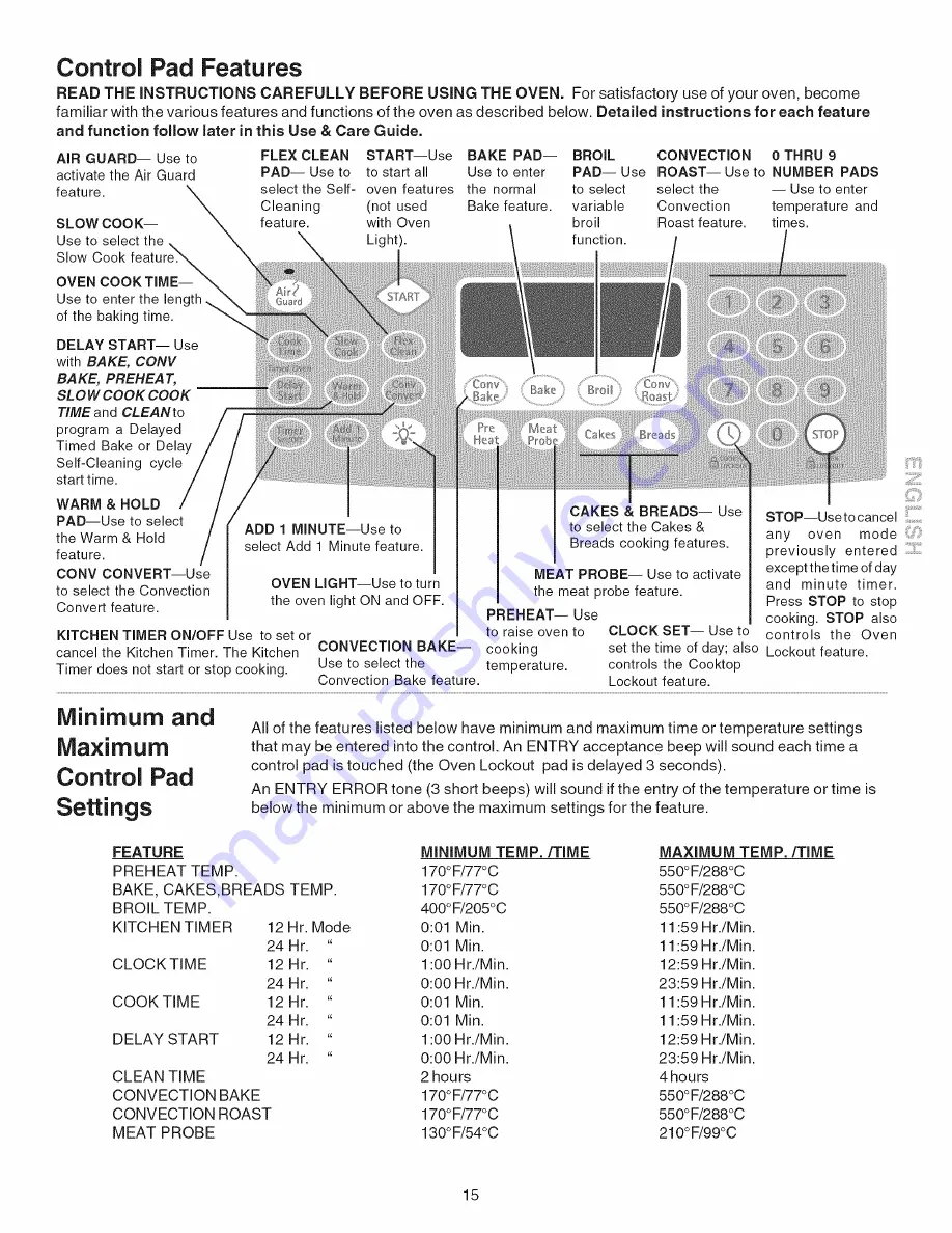 Kenmore 4102 - Elite 30 in. Slide-In Electric Range Use & Care Manual Download Page 15