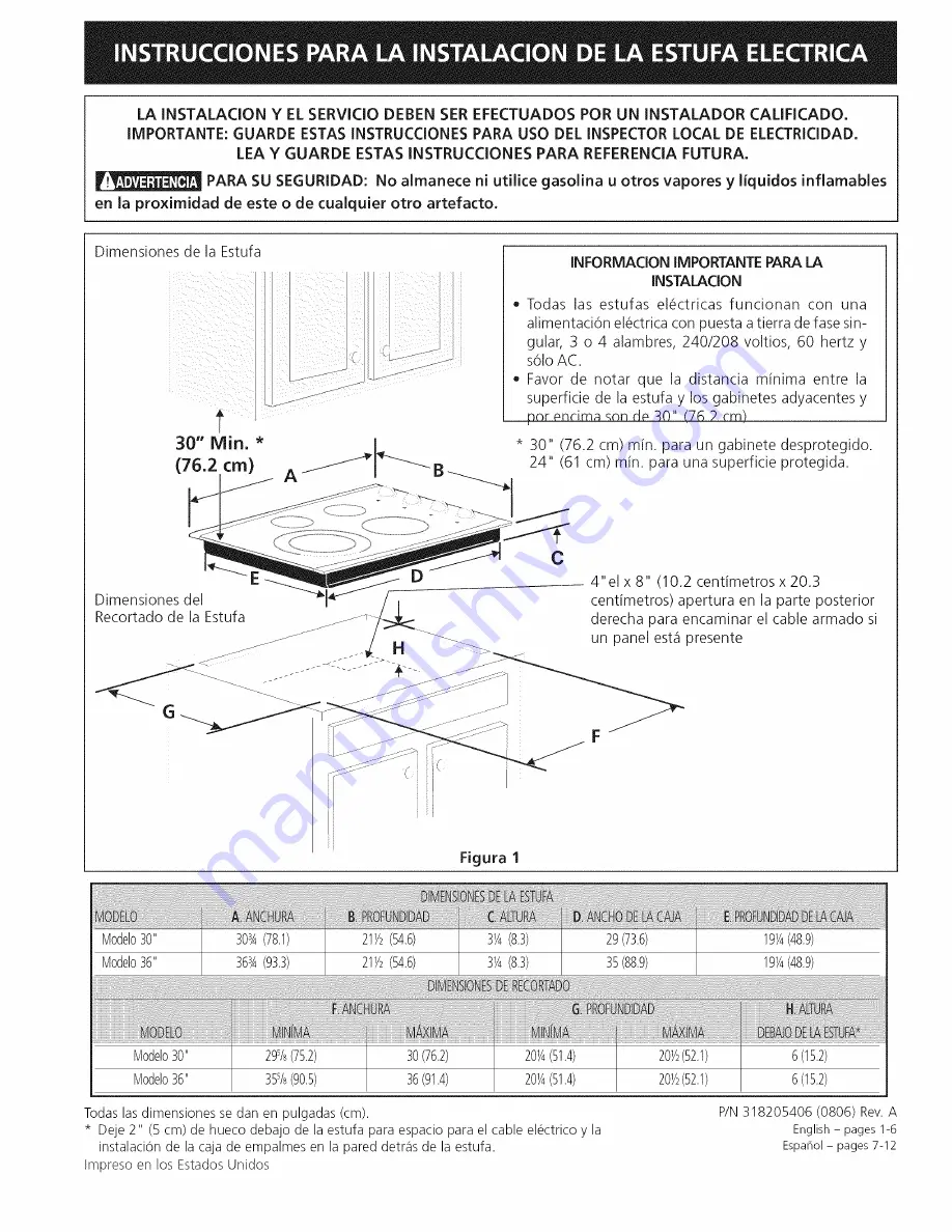 Kenmore 4123 - Elite 30 in. Electric Cooktop Installation Instructions Manual Download Page 7