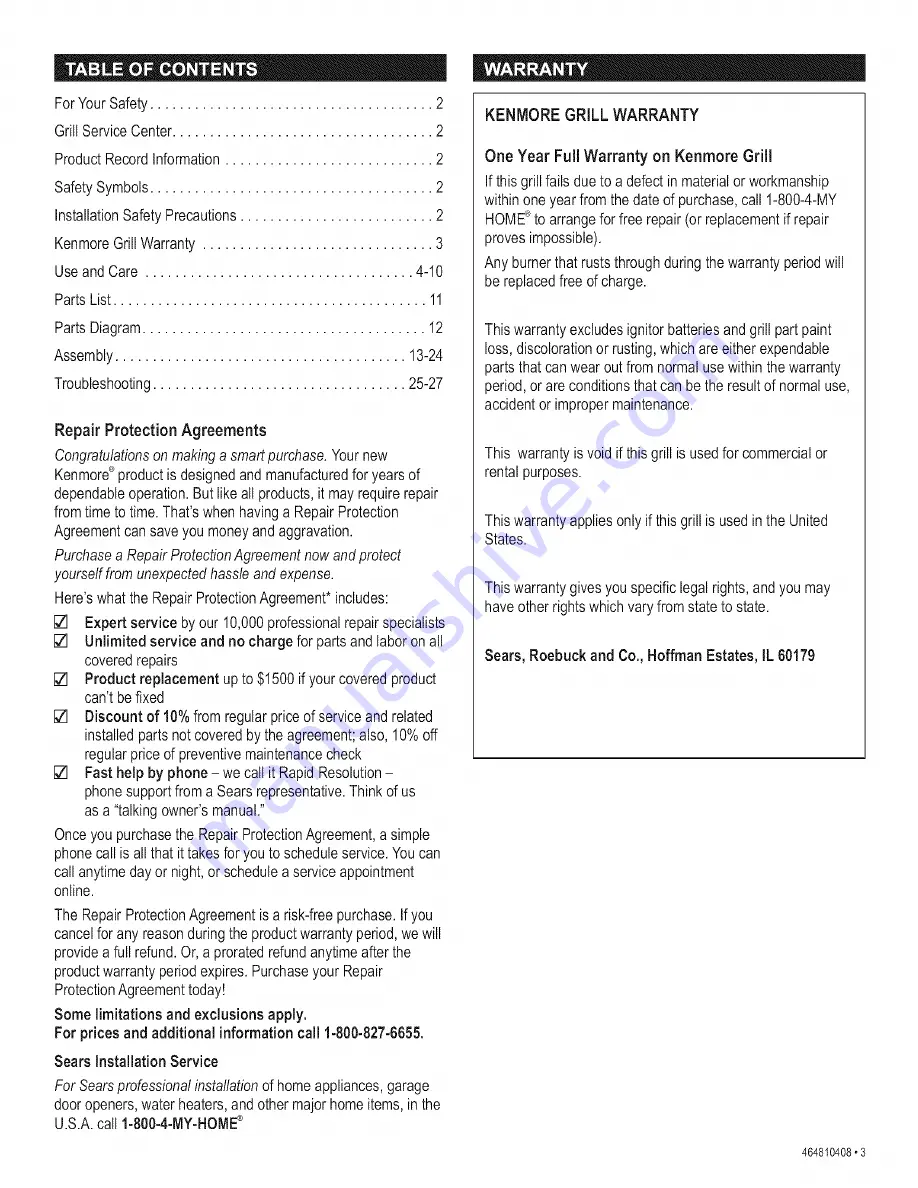 Kenmore 415.161108 Use And Care Manual Download Page 3