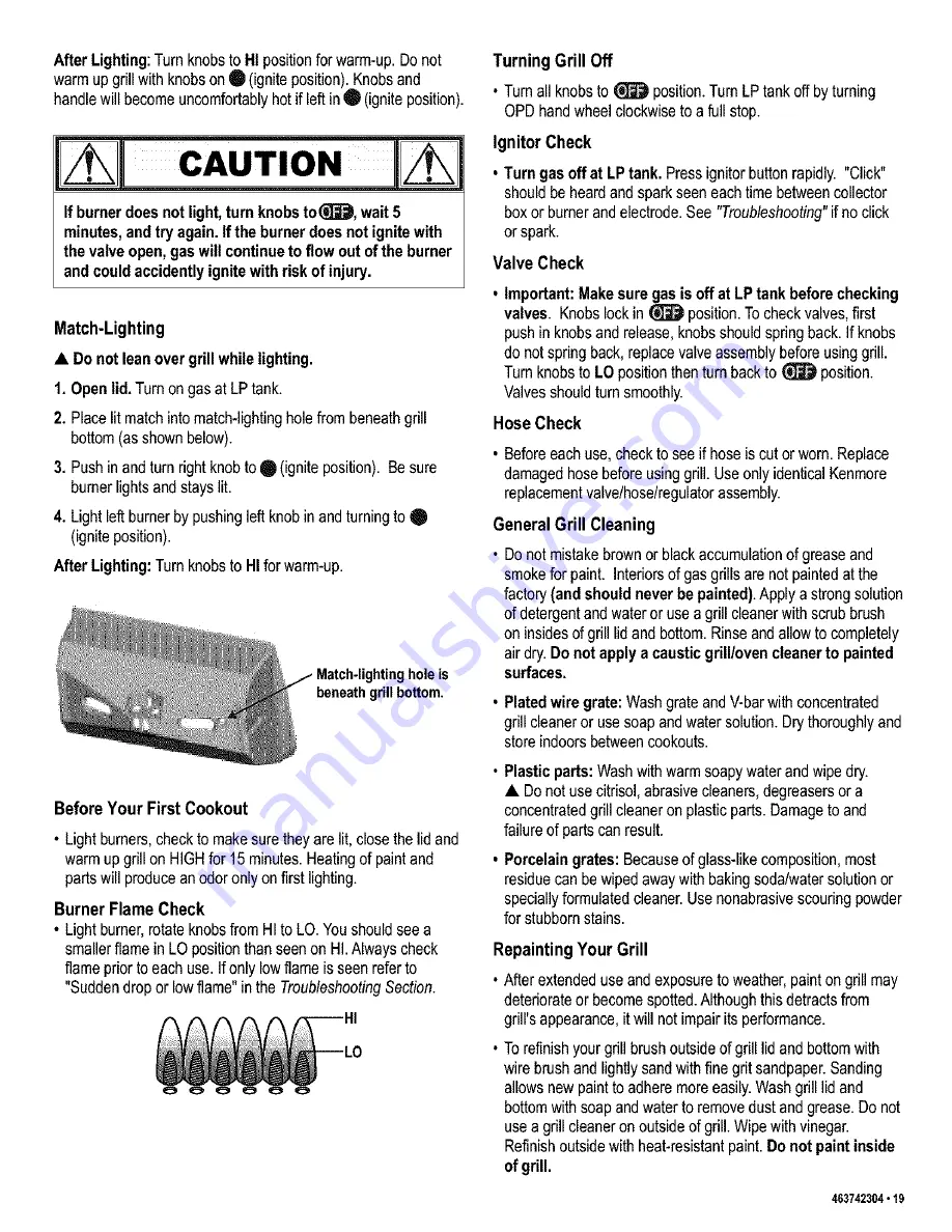 Kenmore 415.162100 Assembly Instructions/Use And Care Manual Download Page 19