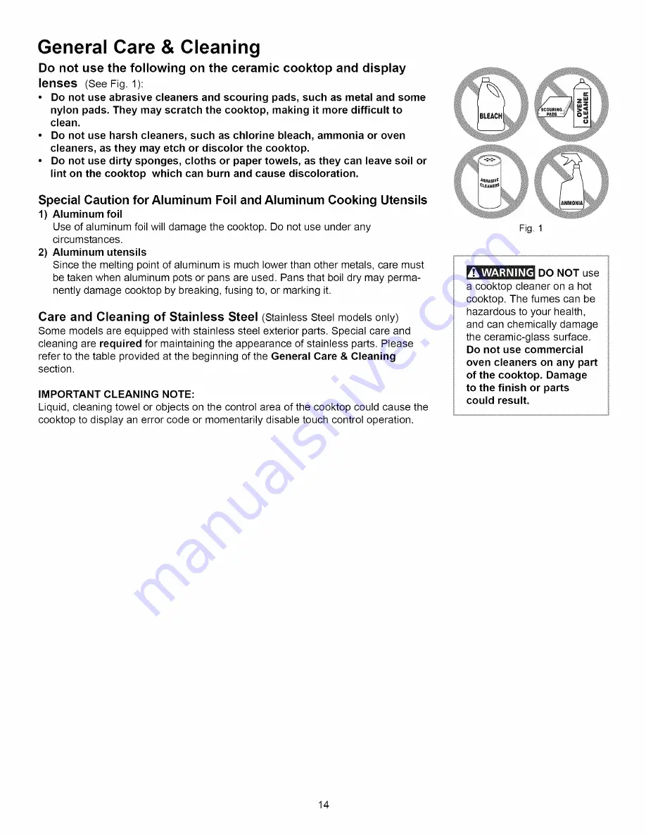 Kenmore 4283 - Elite 30 in. Induction Cooktop Use & Care Manual Download Page 14