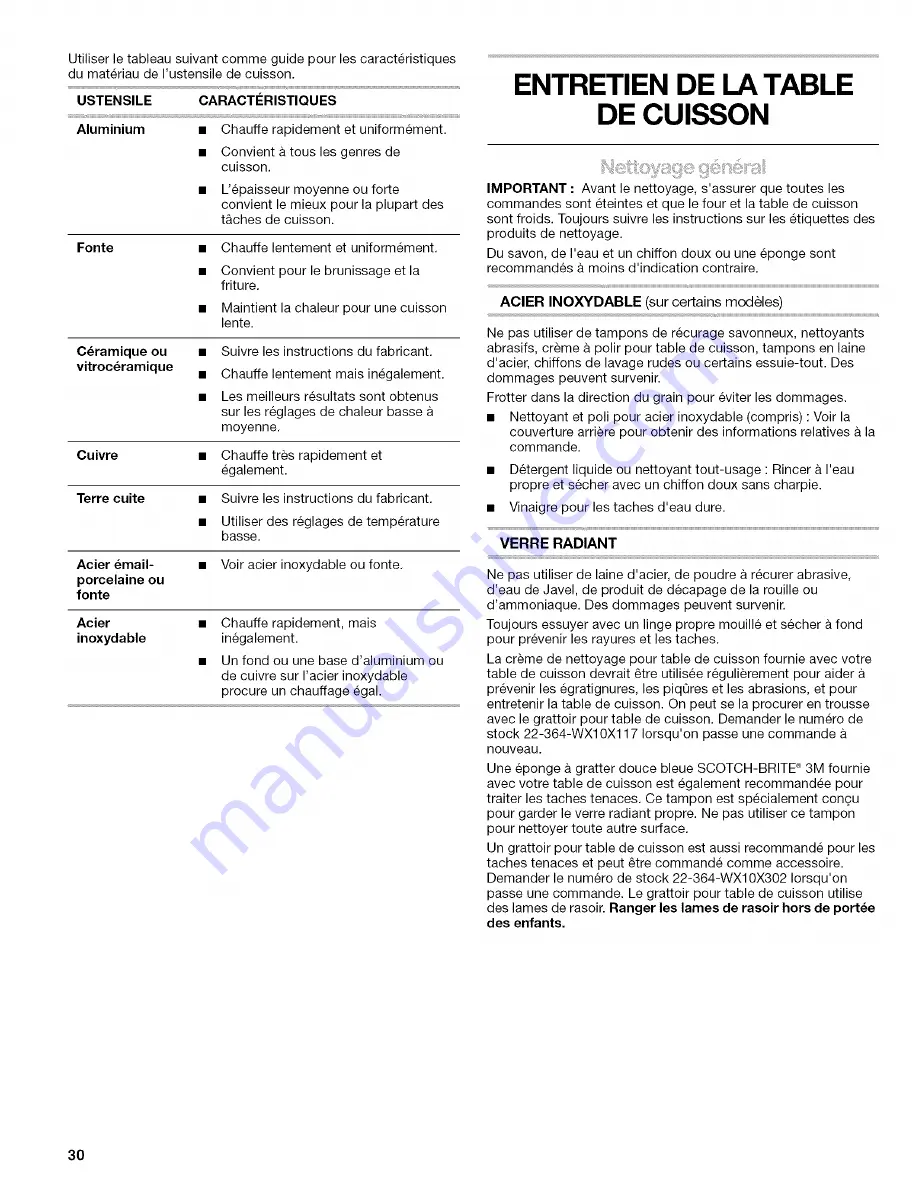 Kenmore 44089
44092 Use & Care Manual Download Page 30