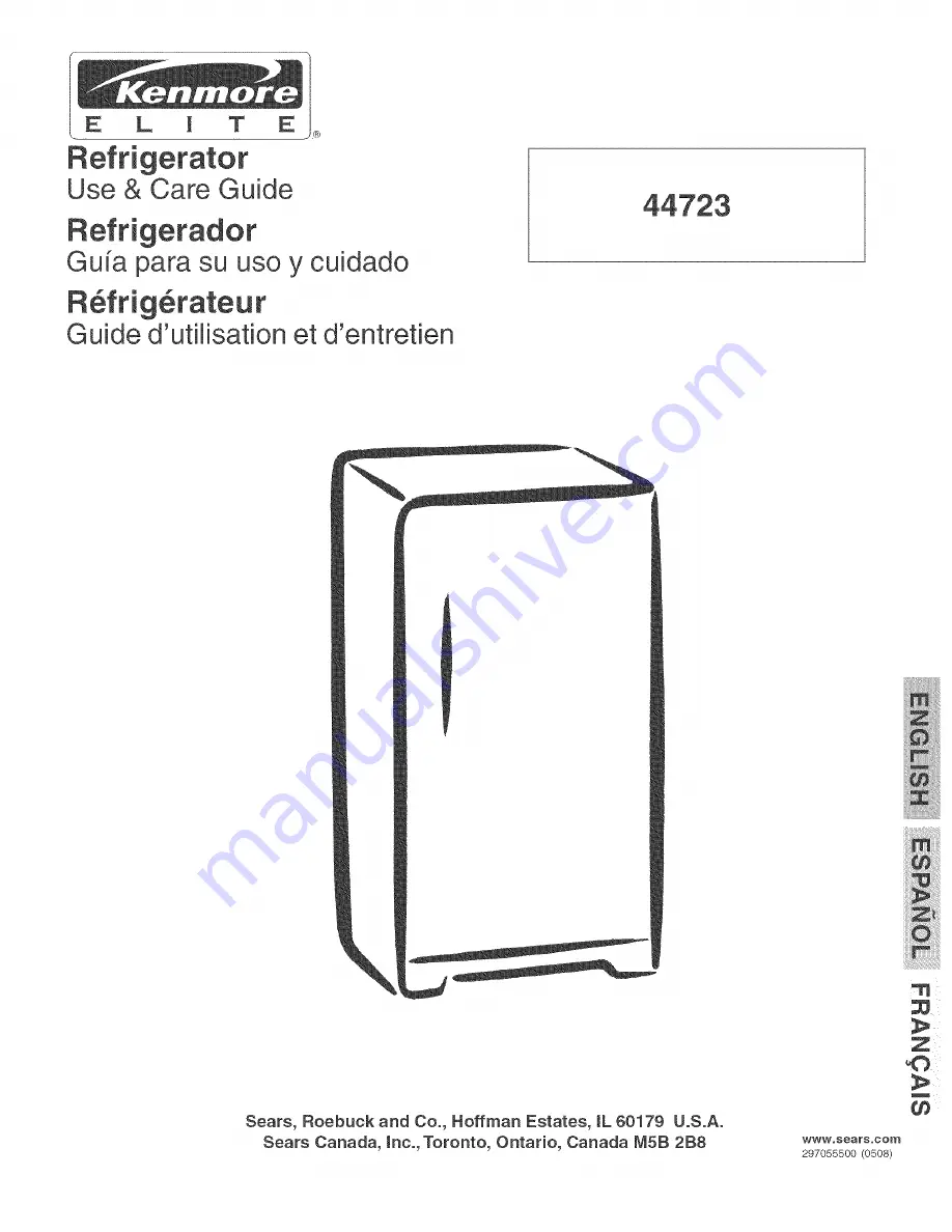 Kenmore 4472 - Elite 16.7 cu. Ft. Freezerless Refrigerator Скачать руководство пользователя страница 1