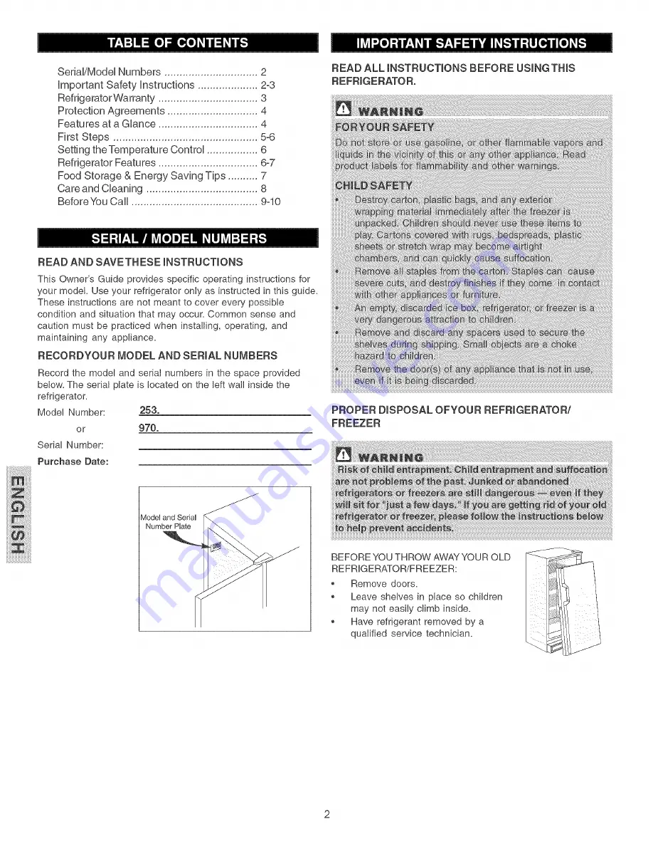 Kenmore 4472 - Elite 16.7 cu. Ft. Freezerless Refrigerator Use And Care Manual Download Page 2