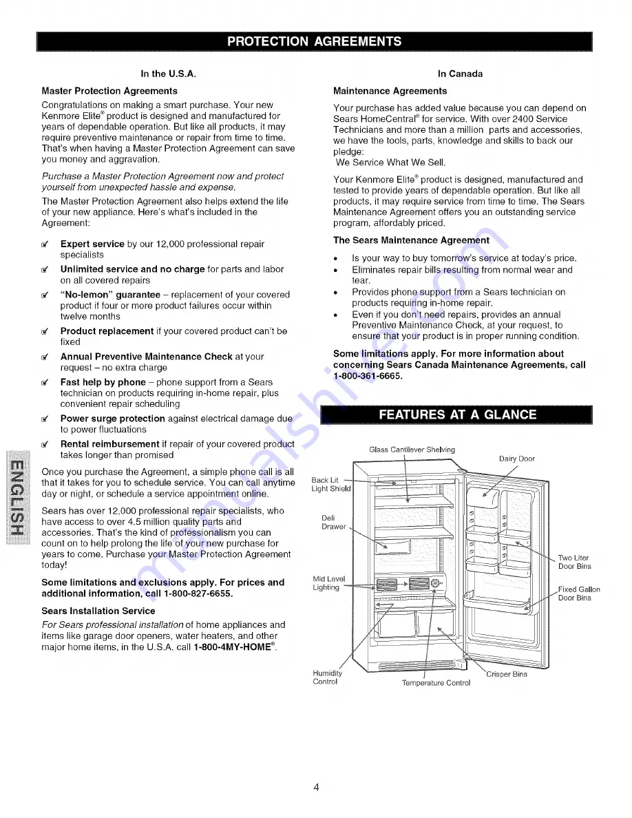 Kenmore 4472 - Elite 16.7 cu. Ft. Freezerless Refrigerator Скачать руководство пользователя страница 4