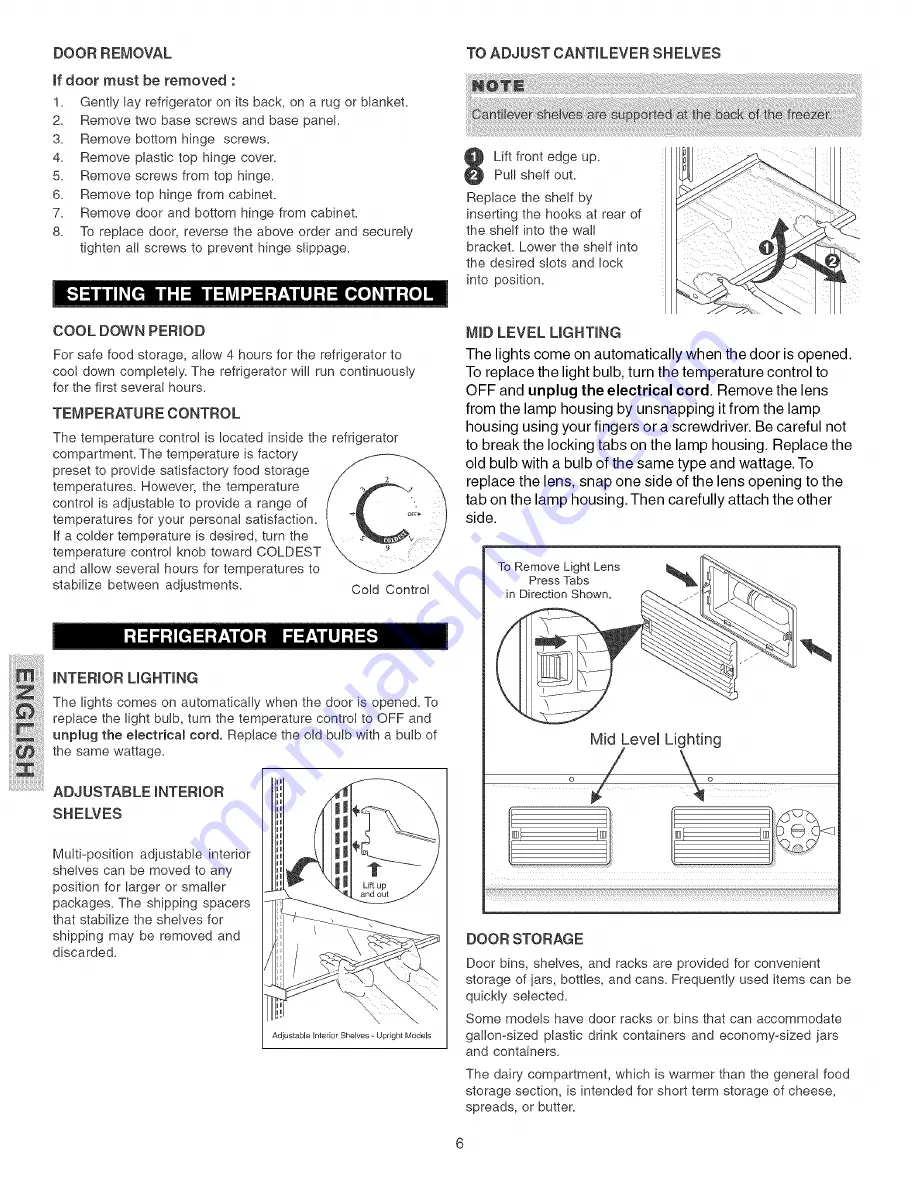 Kenmore 4472 - Elite 16.7 cu. Ft. Freezerless Refrigerator Use And Care Manual Download Page 6