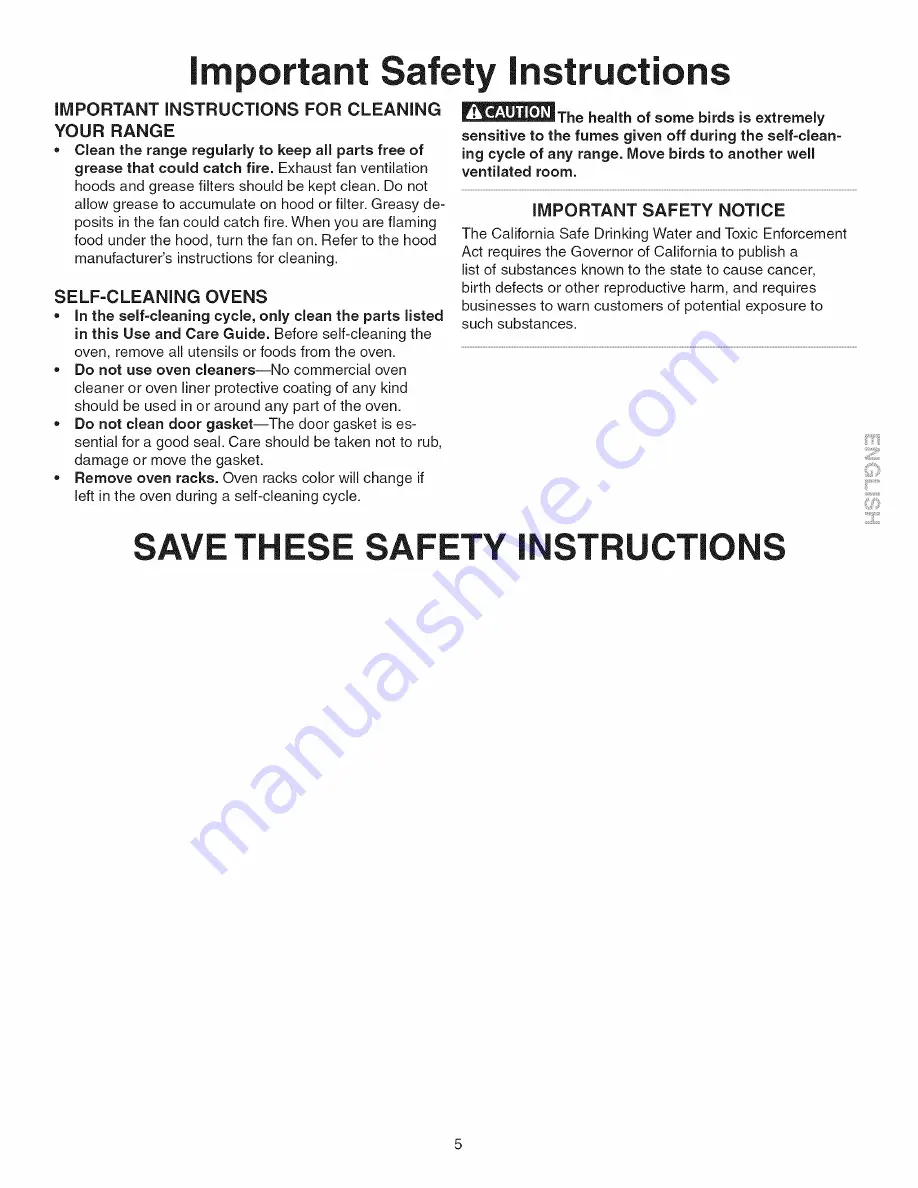 Kenmore 4558 - 30 in. Electric Drop-In Range Use And Care Manual Download Page 5