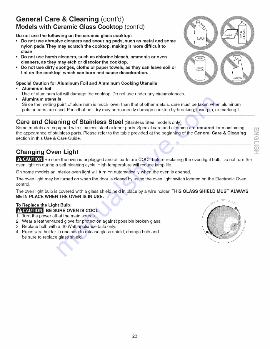 Kenmore 4558 - 30 in. Electric Drop-In Range Use And Care Manual Download Page 23