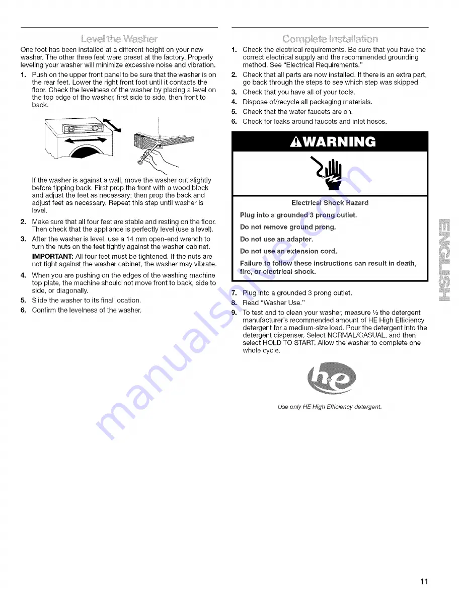 Kenmore 4751 - 3.6 cu. ft. HE2 Use And Care Manual Download Page 11