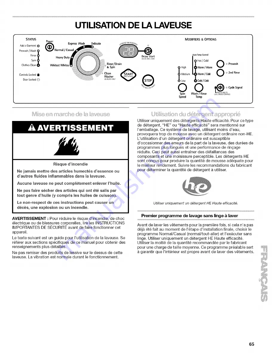 Kenmore 4751 - 3.6 cu. ft. HE2 Use And Care Manual Download Page 65