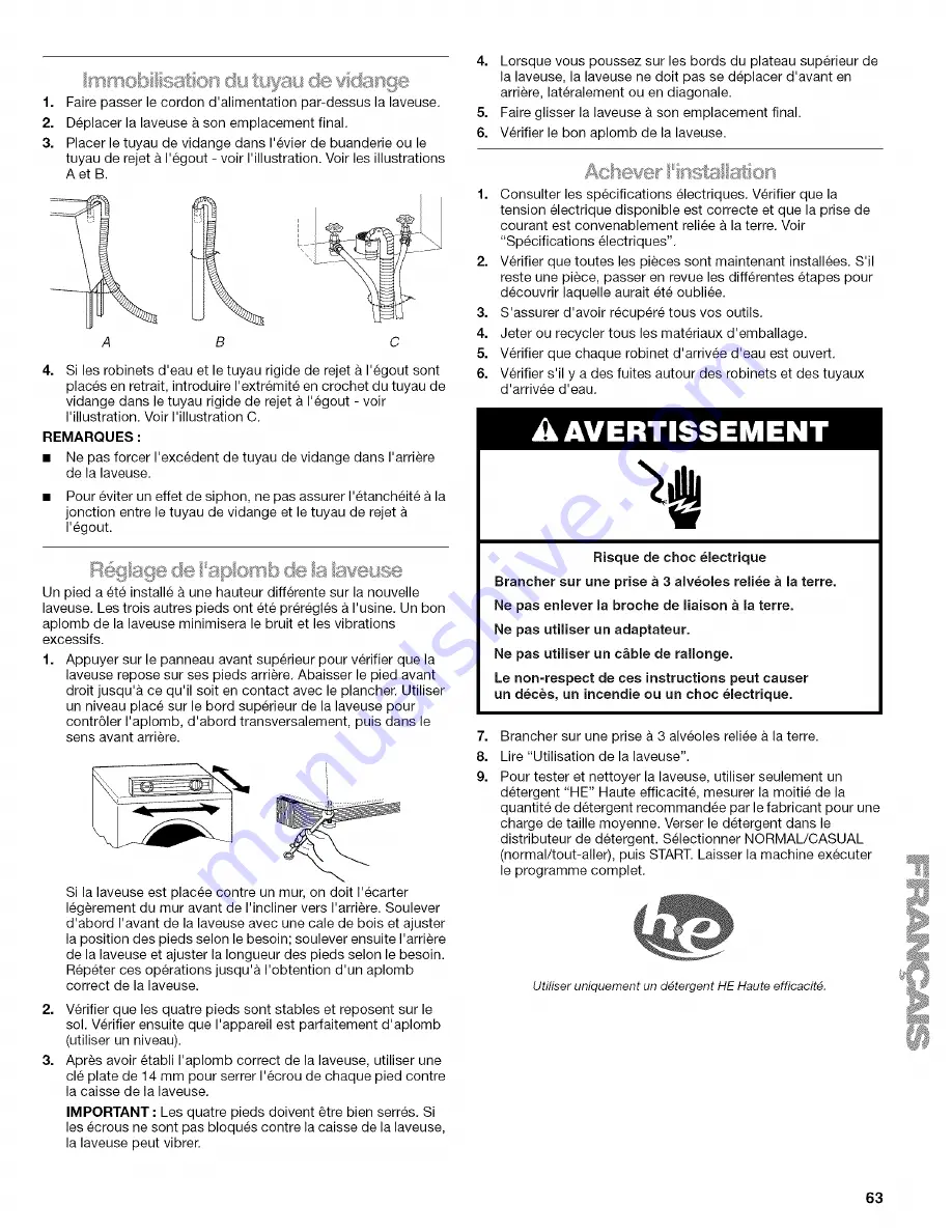 Kenmore 4753 - 3.6 cu. Ft. HE2 Use And Care Manual Download Page 63